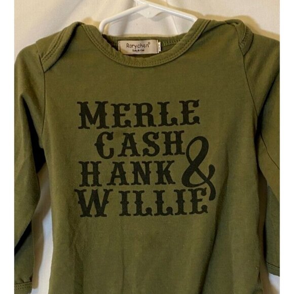 RORYCHEN ONE PIECE SIZE 12M GIRLS BOYS "MERLE CASH HANK & WILLIE" COUNTRY SING - Picture 1 of 3
